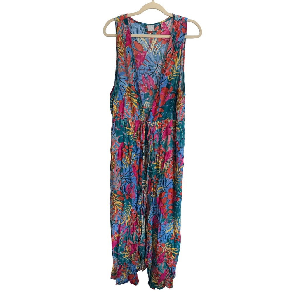 Kona Sol Women's Sleeveless Floral Print Swim Cover Up Dress Size 1X